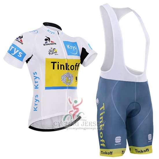 2016 Cycling Jersey Tinkoff Lider Yellow and White Short Sleeve and Bib Short